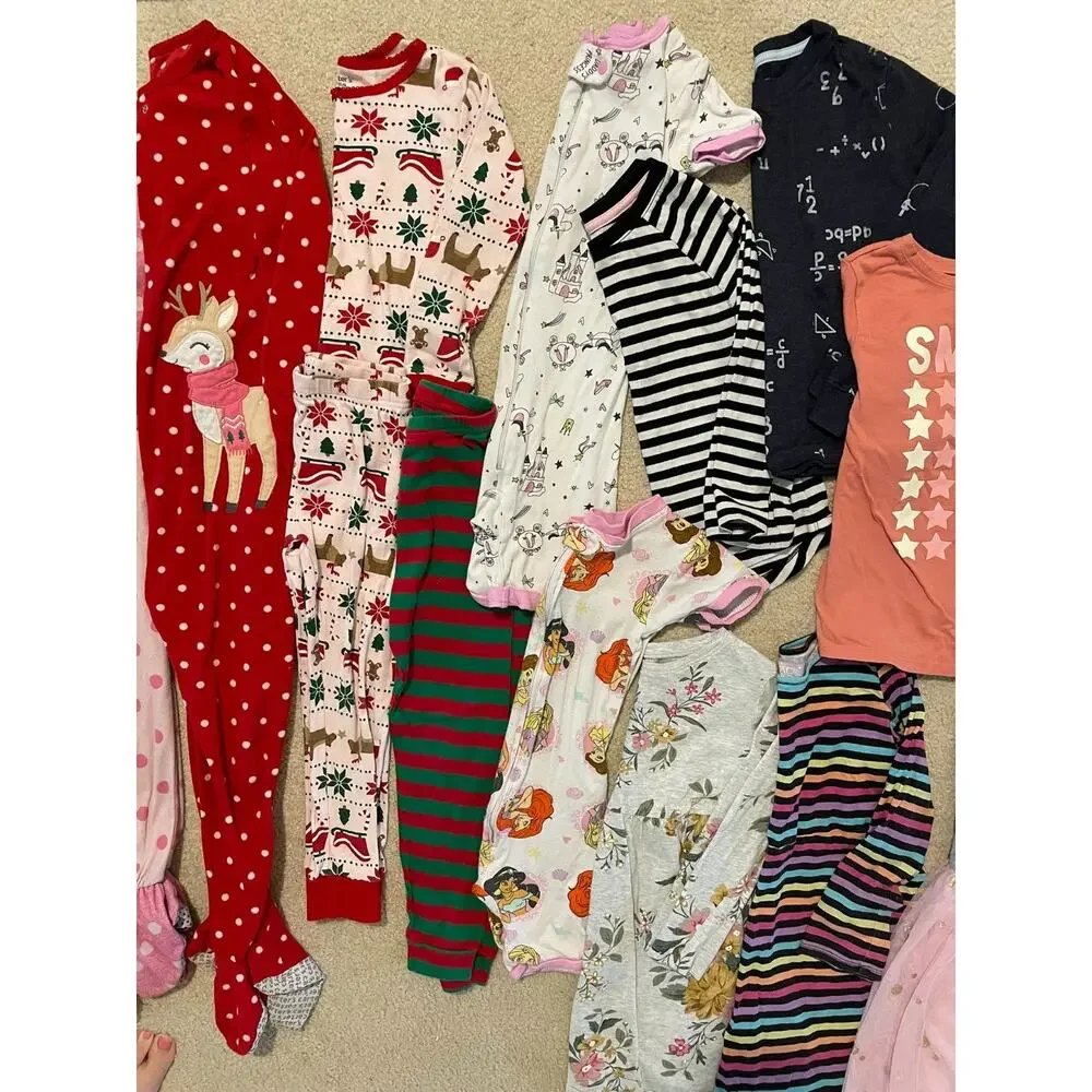 24 Pc Girls LOT Size 4-5 5-6 5T XS Clothing Dresses Tops Pjs Minnie Bluey Disney